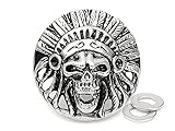 CRAFTMEmore 1-3/8 Inches Indian Head Skull Concho Screw Back Tribal Cheif Conchos Leathercraft Decorations Pack of 2 HQR106 (Antique Silver)