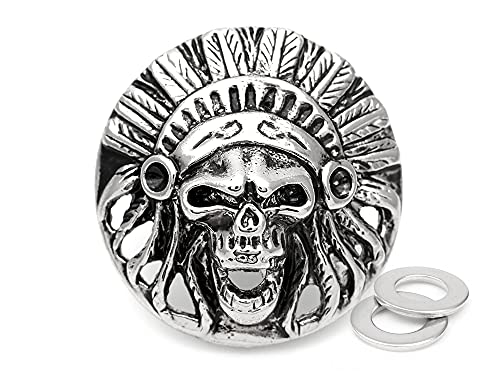 CRAFTMEMORE 2pcs 1-3/8 Inches Indian Head Skull Concho Screw Back Tribal Cheif Coin Conchos Leathercraft CHS24 (Antique Silver)