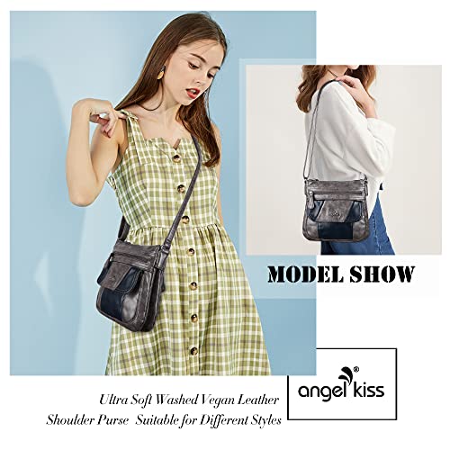 Image of Angelkiss Small Womens Crossbody Bag Leather Shoulder Purse for Women Hobo Bag with Adjustable Shoulder Strap