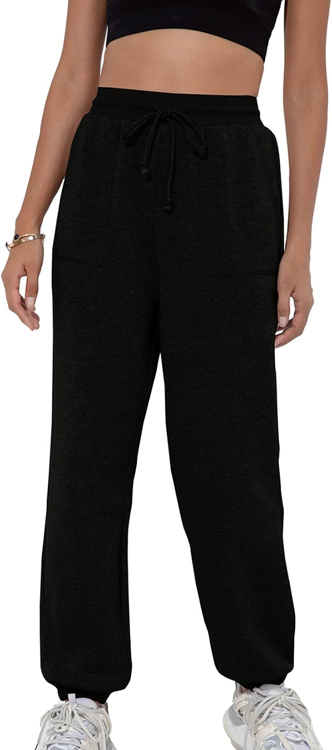 Lu's Chic Women's High Waisted Pants Baggy Joggers Long Sweatpants Drawstring Casual Athletic