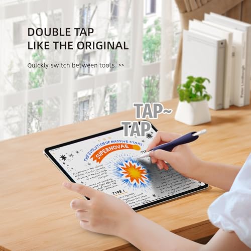 Protector Apple Pencil modelo USB-C con agarre ergonómico de silicona azul ELETIUO 5