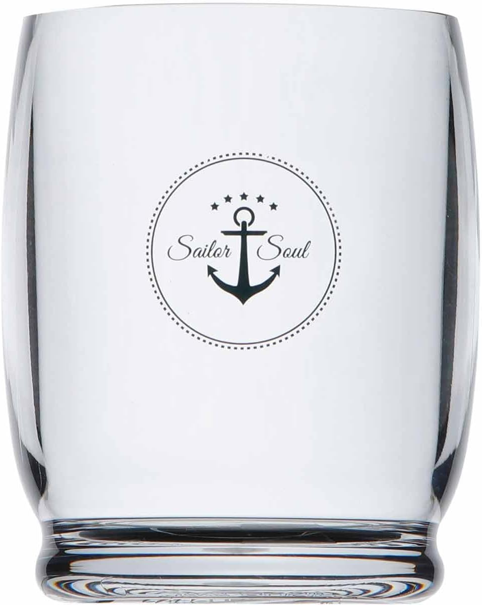 BLACK FOREST DECOR Anchor Cobalt Ecozen Water Glasses - Set of 6, 3.25" Dia. x 4" H