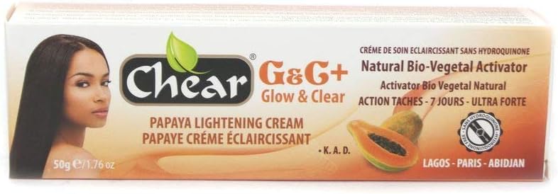 G&C+ Papaya Skin Brightening Face Cream Tube 50g - for dark skins, with kojic acid, dark spots, hyperpigmentation marks