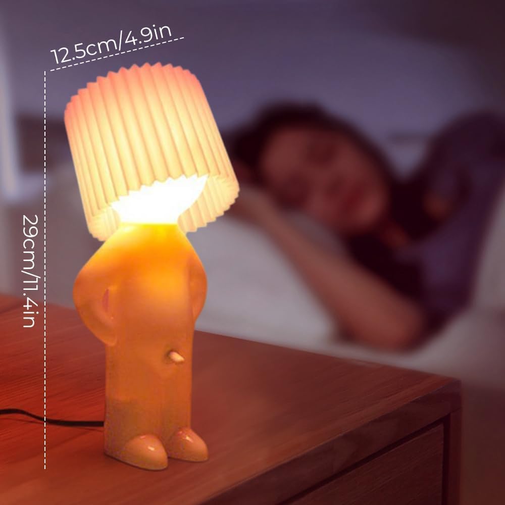 FSAON Grappig nachtlampje, verlegen jongen bureaulamp, creatief