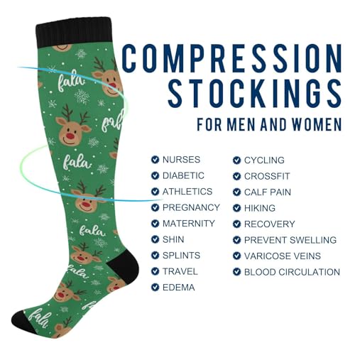 Image of SHJI Compression Socks for Women Sock Men Knee High Stockings for Running Athletic Hiking Cycling