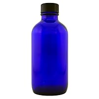 Vista 5 de Botella de vidrio azul cobalto de 2 fl oz con tapa de cono fenólico (individual)
