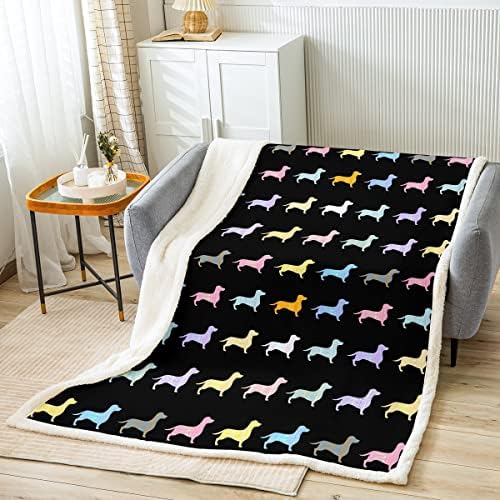 Puppy Fleece Blanket Colorful Pup Dog Throw Blanket for Kids Boys Girls,Aztec Striped Doggy Bed Blanket Cute Watercolor Pet Blanket Abstract Animal Bedroom Decor 50"x60" for Dog Lover Gifts