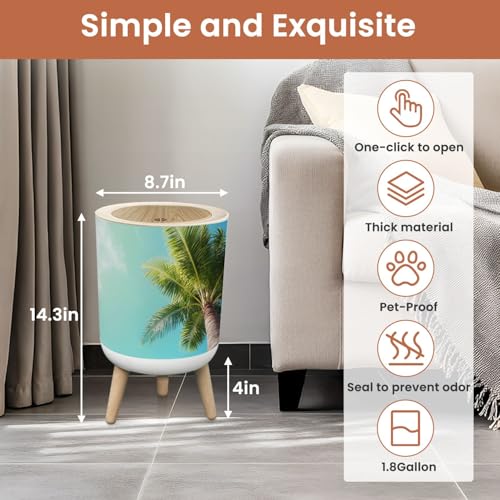 Pequeño bote de basura con tapa 1.8 gal para interiores miniatura 3