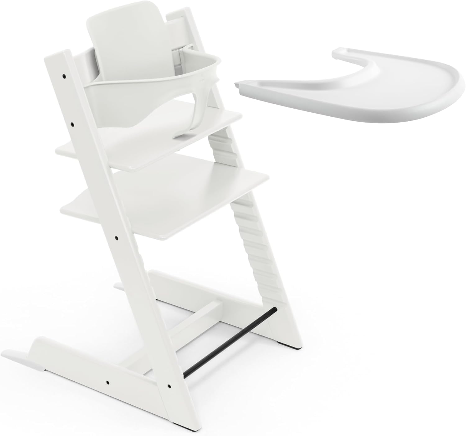 Trona Tripp Trapp de Stokke Blanca Con Bandeja - Incluye Silla, Baby Set 2 Para Niños de 6 a 36 Meses - Ajustable y Fácil de Limpiar