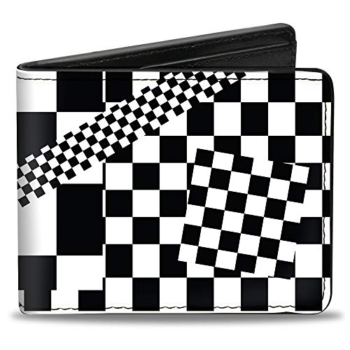 Buckle-Down Men's Wallet, Bifold, Funky Checkers Black White, Vegan Leather, Multi, 4.0