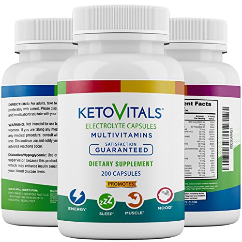 Keto Vitals Multivitamins - Natural Dietary Supplement Complex with Vitamins A, B, C, D, E, and Minerals - Support Formula for Promoting Immune System, Normal Weight, Daily Wellness, Energy, Mood