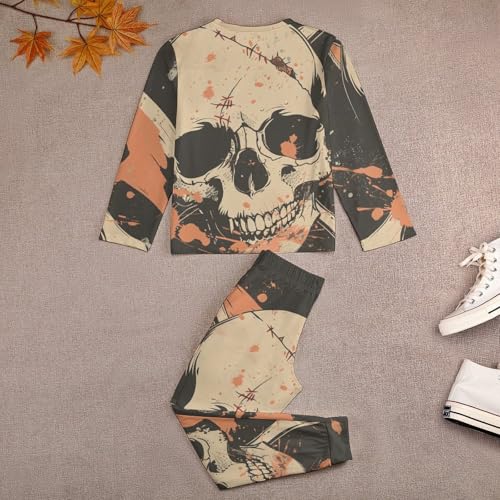 Skulls Crossbones Pirate FlagBoys Casual Comfort Pajamas, Long Sleeve Pajama Set140CM4