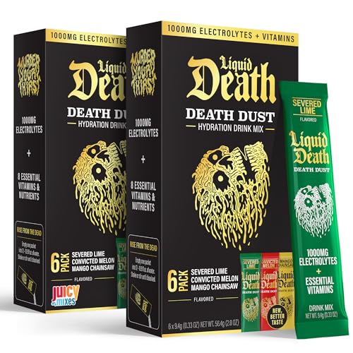 Juicy Mixes Liquid Death Electrolyte Death Dust, Severed Lime, Mango Chainsaw & Convicted Melon (12-Pack)
