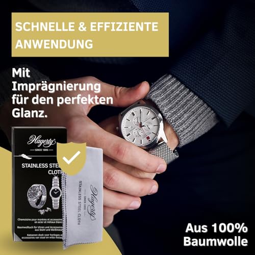Hagerty Stainless Steel Cloth Edelstahl Putztuch 36 x 30 cm I Imprägniertes Uhrenpoliertuch aus 100% Baumwolle I Edelstahlpflegetuch für Uhren Schmuck und Accessoires aus Edelstahl oder Metall – Bild 5