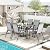 TLSUNNY 7 Pieces Patio Dining Set, Outdoor Table and Chairs W/1.69? Umbrella Hole, 30"X 55" Table and Stackable Textilene Chair, All Weather Patio Furniture Set (Umbrella not Included) (Grey)