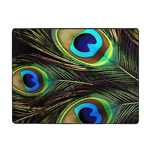 Tapis de sol doux BAFAFA en plumes de paon antidérapant de luxe