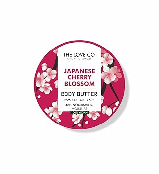 THE LOVE CO. Cherry Blossom Body Butter - 72 Hour Intense Hydrating Shea Body Butter - Deep Moisturization for Winters With Pure Shea Butter for Nourishing Essential Body Care - 200 g
