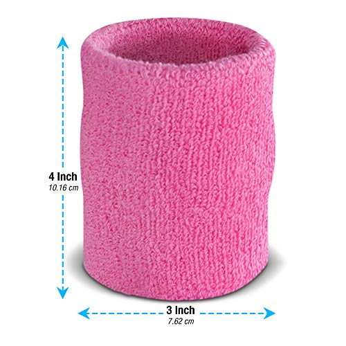 Image of Suddora Arm Sweatbands, Absorbent and Breathable Thick Cotton Bands for Working Out, Gymnastics, Basketball, Tennis, and Football, Multiuse 4-inch Wristbands for Costumes and Cosplay