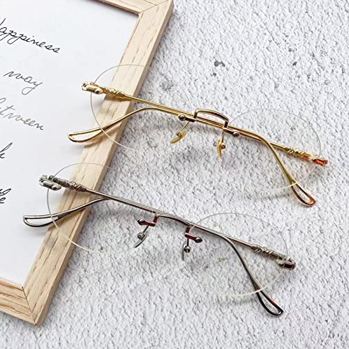 Retro okrągłe okulary do czytania bez oprawek dla kobiet i mężczyzn, czytnik komputerowy blokujący niebieskie światło z metalową ramą (kolor: srebrny, rozmiar: 2,5 x)