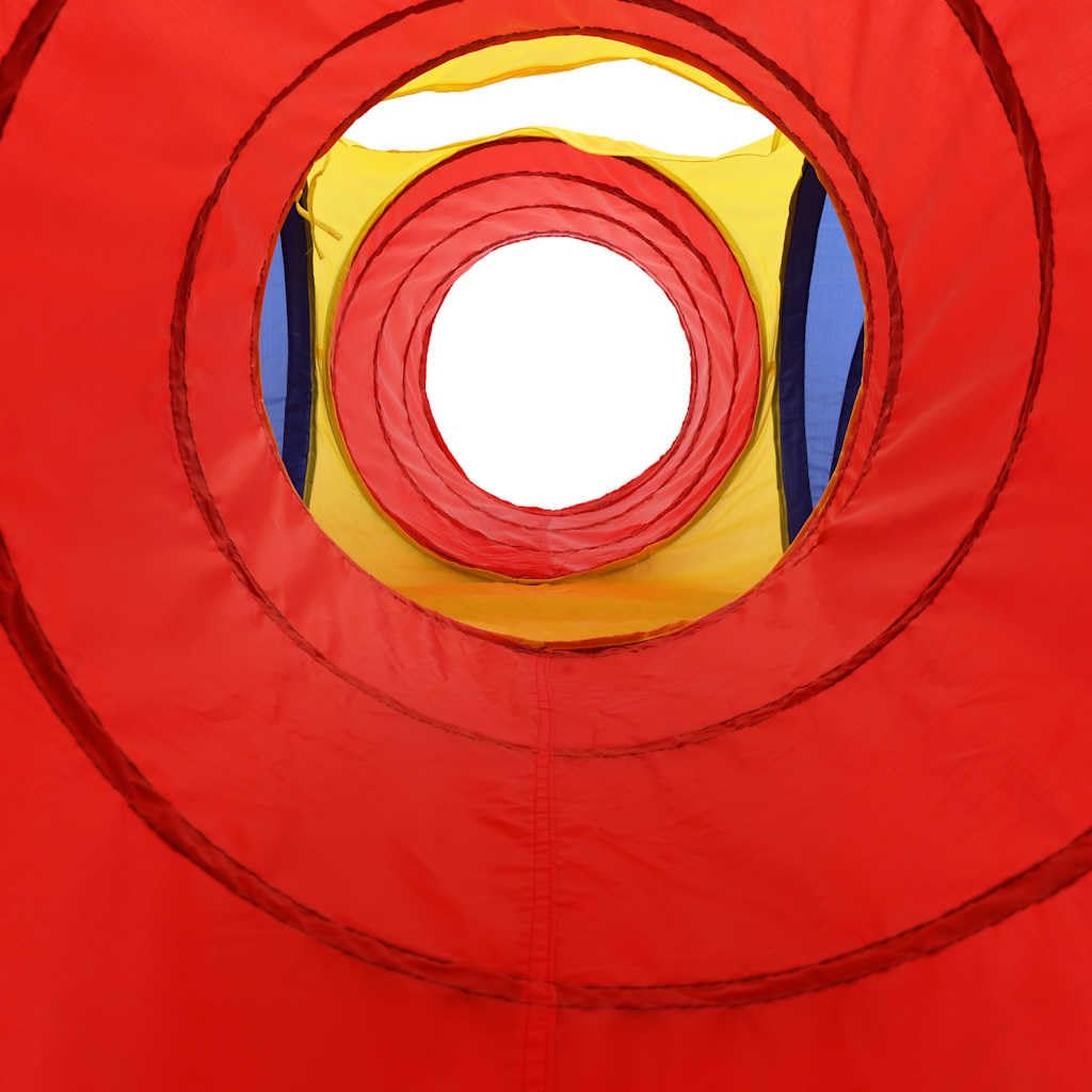 Spieltunnel Mehrfarbig aus strapazierfähigem Polyester mit 4 Tunneln und 250 bunten Bällen für viel Spielspaß