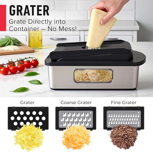 Mueller Pro-Series 10-in-1, 8 Blade Stainless Steel Multi Vegetable Chopper And Mandoline Slicer, Kitchen Tools and Gadgets, Food and Veggie Chopper, Mincer, Dicer, French Fry Cutter, Black