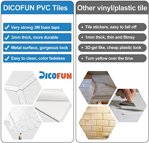 Dicofun 10-Sheet Hexagon Peel And Stick Backsplash Tile, Polished White Tile Look Mixed Metal Silver Kitchen Backsplash Peel And Stick Wall Tiles #TOP3
