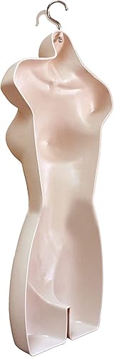 Miniatura 49 de DisplayTown Maniquí femenino a la cadera, torso largo, espalda hueca, cuerpo apilable, con gancho para colgar, para exhibición de camisetas, Blanco