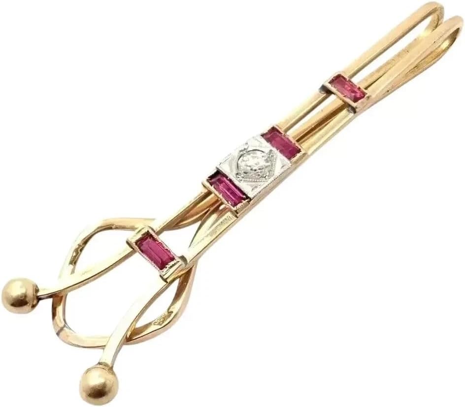 Ashu jewel || Beautiful 925 Silver 1.00Ct Lab-Created Ruby Men Money Tie Pin 14K Yellow Gold Plated 925 Sterling Silver Classic Tie Pin