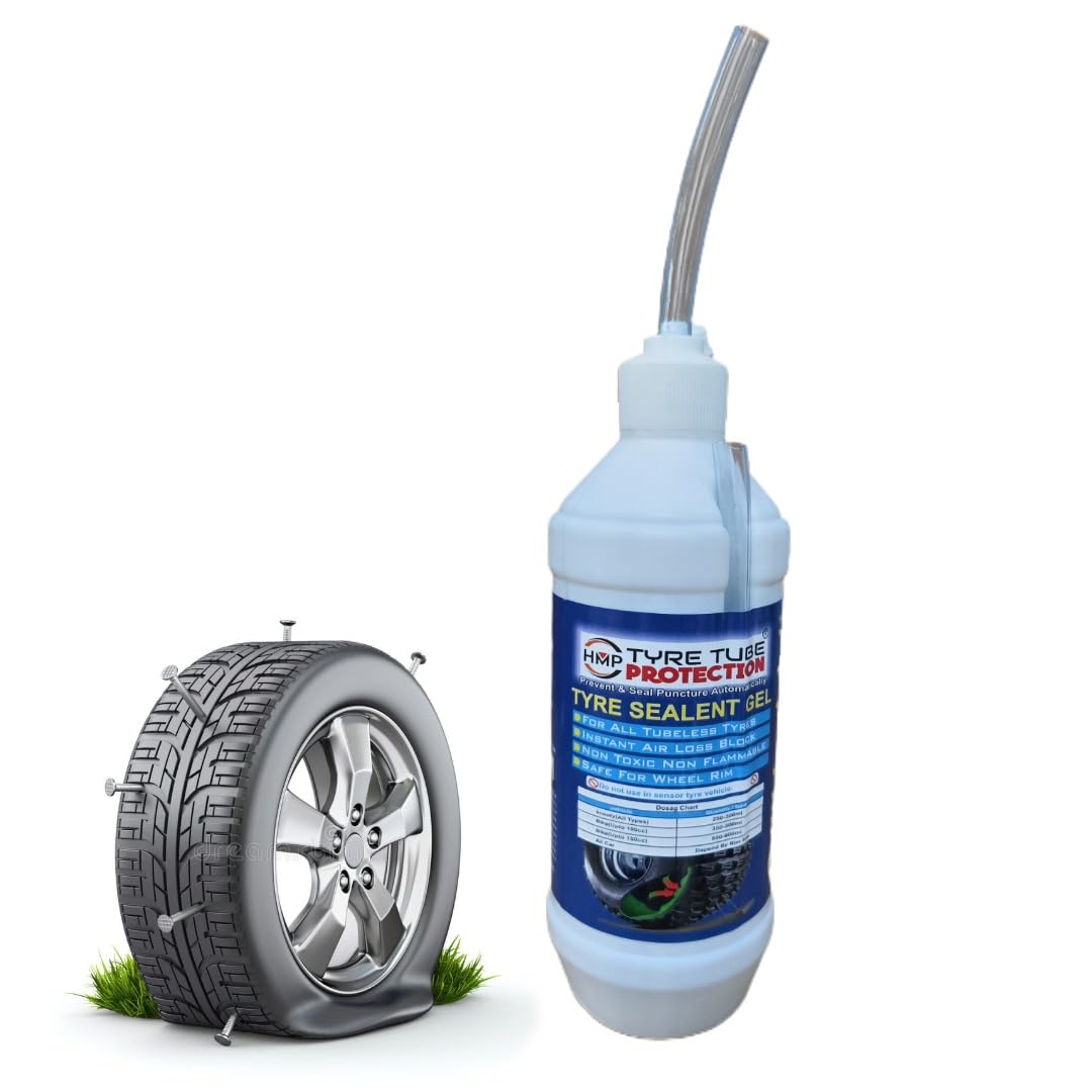 HMP Tyre Sealant – Anti-Puncture Liquid for Tubeless & Tube Tyres | Long-Lasting Protection for Car, Bike & Scooter | Easy Application (500ml Pack)