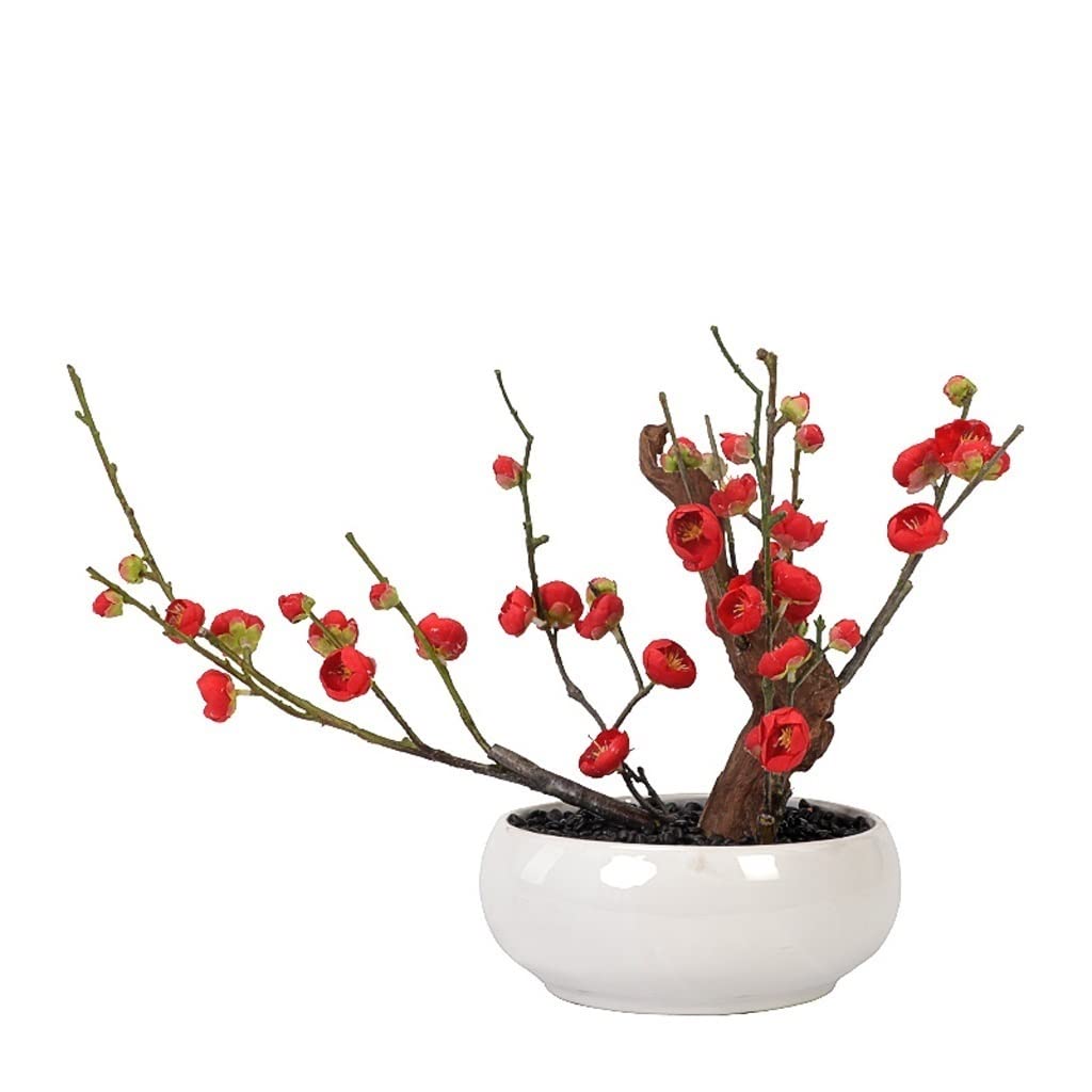 TEESONG Bonsai Tree Pot for Fake Tree Artificial Bonsai Ceramic Flowerpot Simulation Potted Plants Zen Decor Ornaments for Living Room Study and Office Desktop Greenery Decor