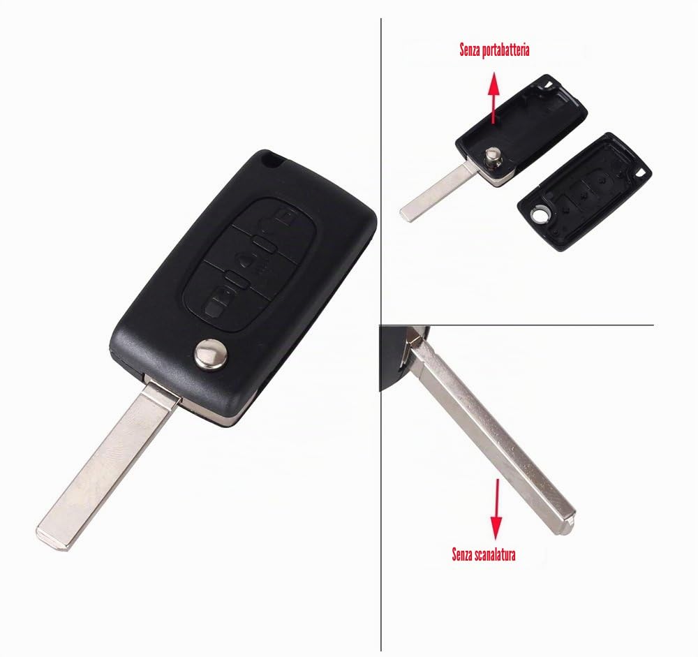Sostituisci Il Guscio Della Chiave Per Peugeot E Citroen Con Codice CE0523 – 3 Pulsanti, Senza Alloggio Batteria - 4