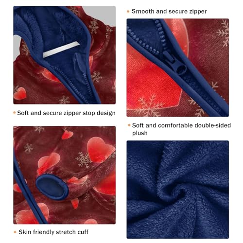 CHIFIGNO Red Hearts Kids Fleece Zip up Jacket Lightweight Warm Fleece Jacket 3T3