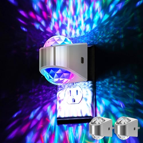 Image of Night Lights Plug into Wall, Star Projector for Bedroom, Silver Night Light Projector for Kids, 9-Color RGB Galaxy Nightlight with Dusk to Dawn Sensor for Bathroom, Gaming Room Decor Gifts, 2 Pack