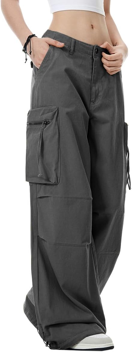 WZIKAI Womens Parachute Cargo Pants Y2K Baggy Cargo Pants Wide Leg Casual Joggers with Pockets - Image 3