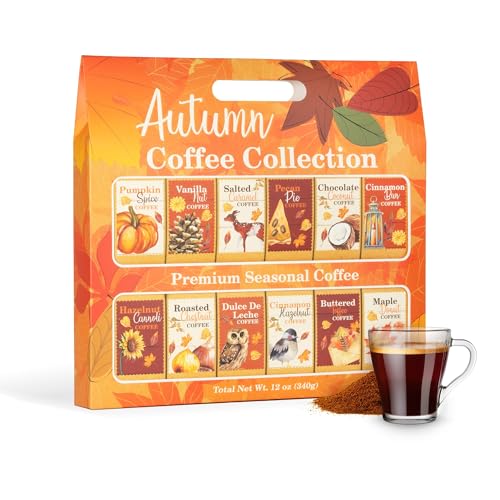 Autumn Fall Collection Coffee Gift Set - 12 Fall-Inspired Ground Coffee Flavors