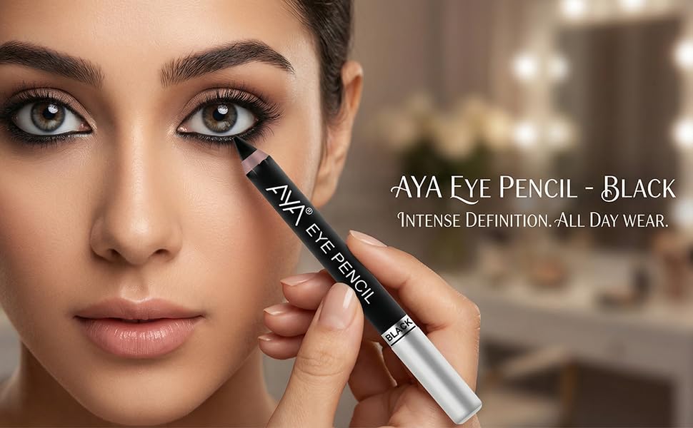 Image of AYA Eye Pencil for Kajal /Eyeliner - Black 2.8g | Glides Smoothly | Creamy smooth formula | Light weight
