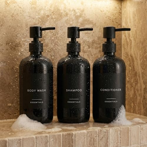Stylish Shampoo and Conditioner Dispenser Set of 3 - Modern 21oz ...