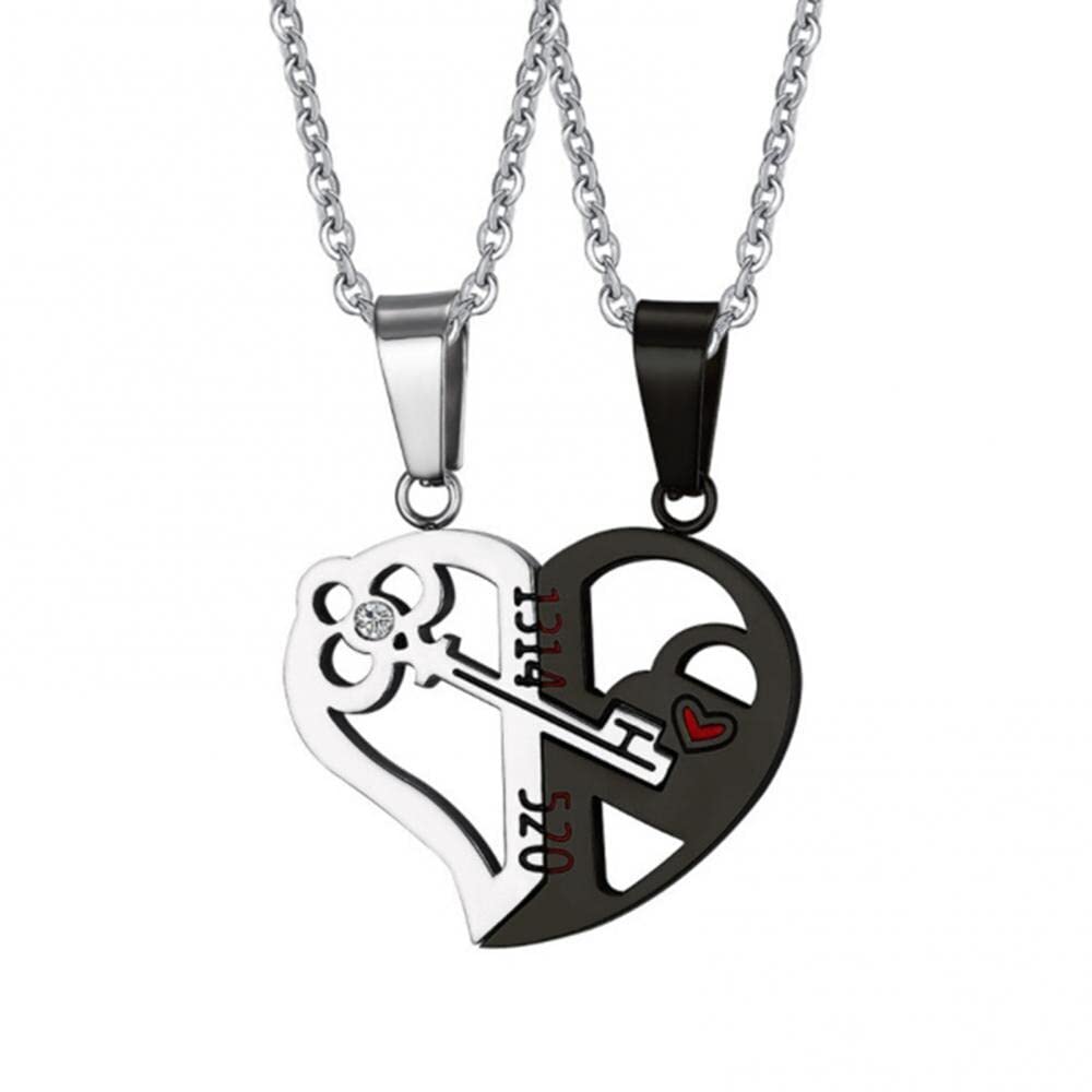 vien BFF Necklaces for Best Friend Split Heart Silver/Black Forever Couple Pendant Silver Gold-plated Alloy-picture-21
