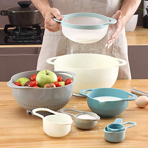 Plastic Mixing Bowls - Multicolored Mixing Bowl Set Of 8, Nest For Easy Storage, Inculding Measuring Cups, Colander, Sifter, Large Bowl, Great For Cooking And Baking, Rv Camping Accessories, Bpa Free #TOP4
