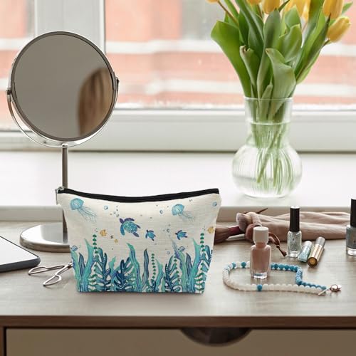 Sea Turtle Gifts Makeup Bag, Ocean Turtle Gifts for Women, Turtles Cosmetic Bag Coastal Beach Makeup Bag Pouch3