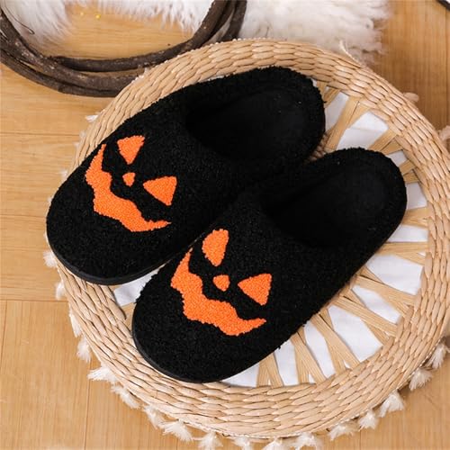 Halloween Slippers For Women Soft Cozy Plush Winter Warm House Shoes Spooky Ghost Pumpkin Memory Foam Slippers Holiday Indoor Outdoor Fur Lined Shoes3