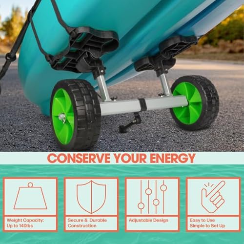 image for Kayak Cart - 140lb Capacity Canoe Dolly with Airless Tires, Aluminum F