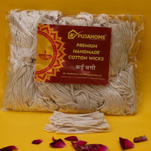 Image of Handmade Round Long Cotton Wicks, Lambi Diya Batti | Pack of 1000 Wicks | Perfect for Pooja, Aarti, Navratri, Home Decor, Meditation & Spiritual Prayers
