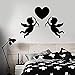 SUPWALS Adesivi murali Adesivo Murale Romantico Simbolo Cuore Amore Cupido Con Fiocco Salone Di Nozze Coppia Camera Da Letto Decorazione D'Interni Adesivo Per Finestre In Vinile Murale 42X30Cm
