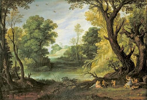 Impression d'art Paysage avec Nymphes et Satyres pour une décoration de salon élégante