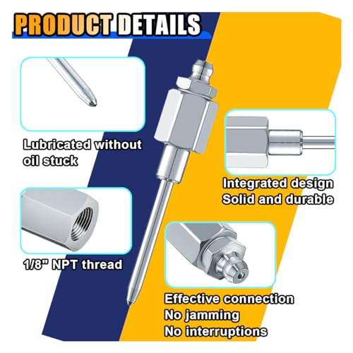 Image of Grease Gun Needle Tip, Narrow Grease Needle Nozzle Adapter with 1 /8 Inch NPT Threads, Hardened Steel Grease Gun Fitting, Needle Nose Grease Dispenser for Lubricating & Hydraulic Fittings (1 Pack)