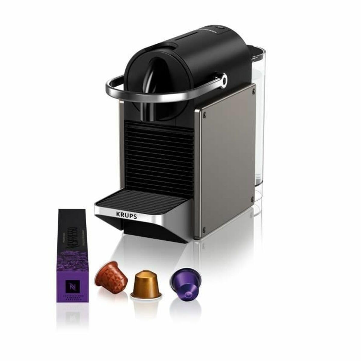 Nespresso Krups Pixie Redesign, Máquina de café cápsula, Sistema de calentamiento rápido, Bomba de alta presión, Fácil de usar, Titanio, YY5290FD