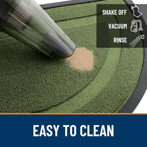 Image of OLANLY Half Circle Door Mat Indoor Outdoor Entrance Welcome, Waterproof All-Season, All-Weather Doormat, Sturdy Natural Rubber, Low Profile, Easy Clean Patio Porch Entryway Mat, 33x21, Classic Green