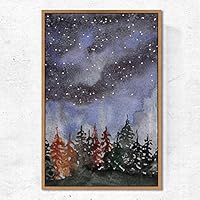 SIGNWIN Framed Canvas Wall Art Pine Tree Canvas Prints Home Artwork Decoration for Living Room,Bedroom - 16
