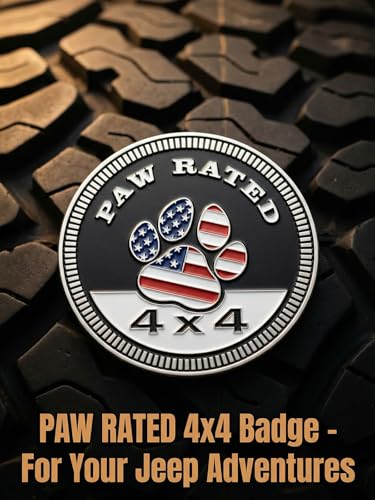 Image of 2 PCS American Flag Paw Badge Rated Car Emblem, 4 x 4 Metal Automotive Badge, 3D Round Metal Car Badges Emblems, Car Badge Decals Stickers Compatible with Jeep Wrangler Vehicles Trucks SU(Dog Rated-B)